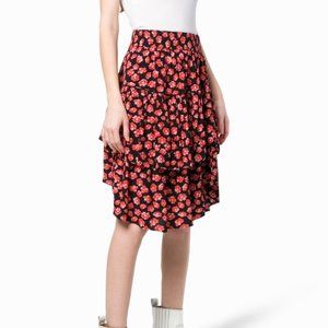 Ganni - Lindale crepe floral-print mid-length skirt